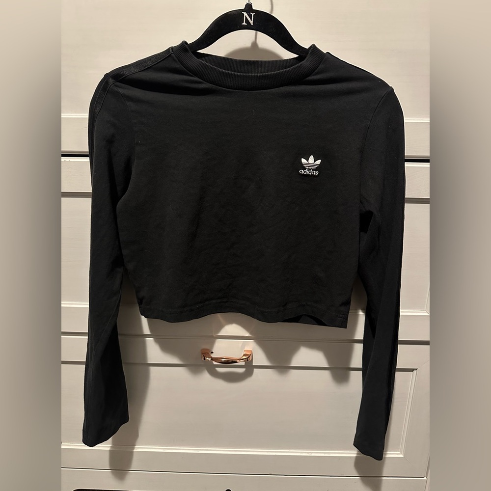 Adidas Long Sleeve Crop Top Black Size Large